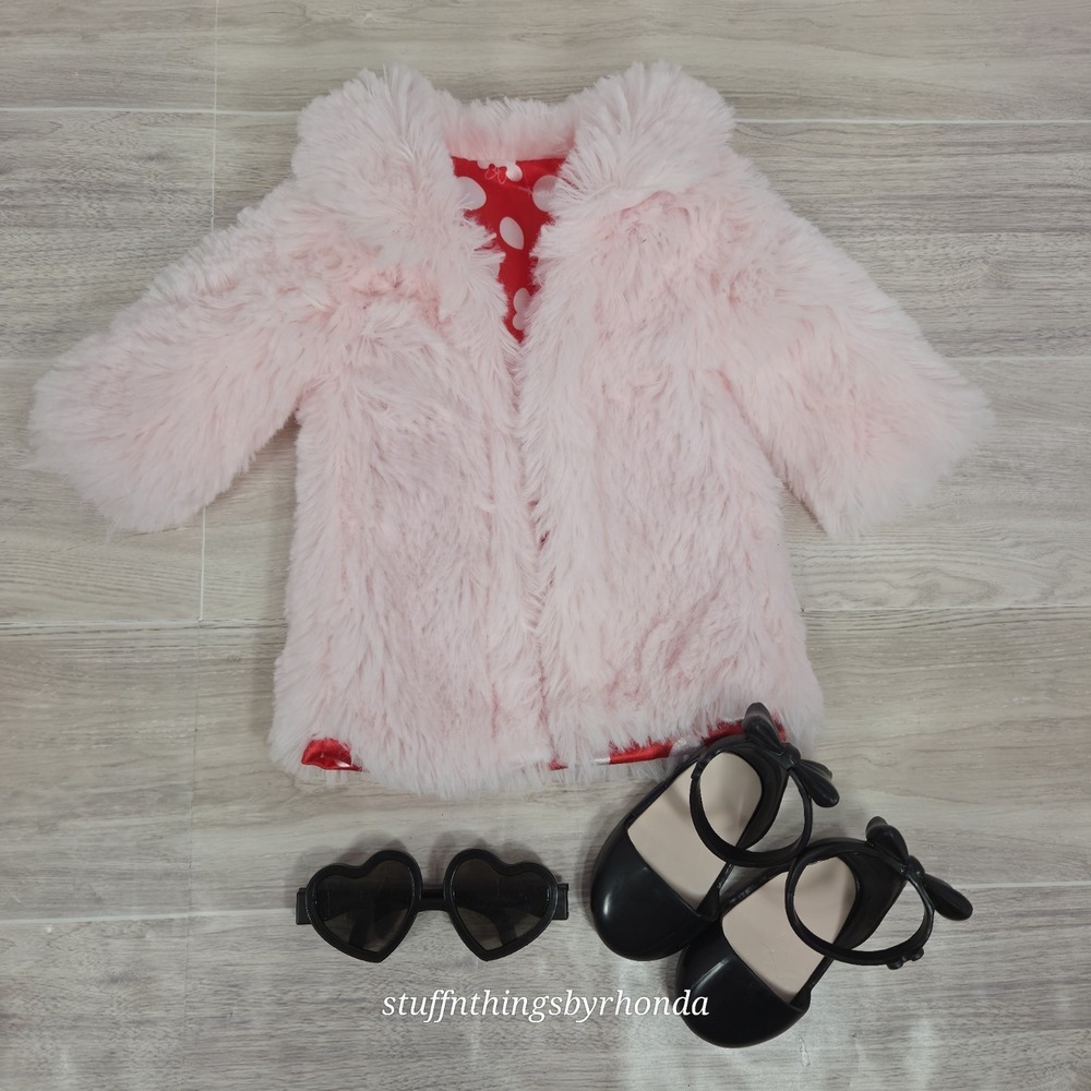 Disney ILY 4ever 18" Minnie Mouse Pink‎ Fur Coat, Heart Sunglasses & Mary Janes